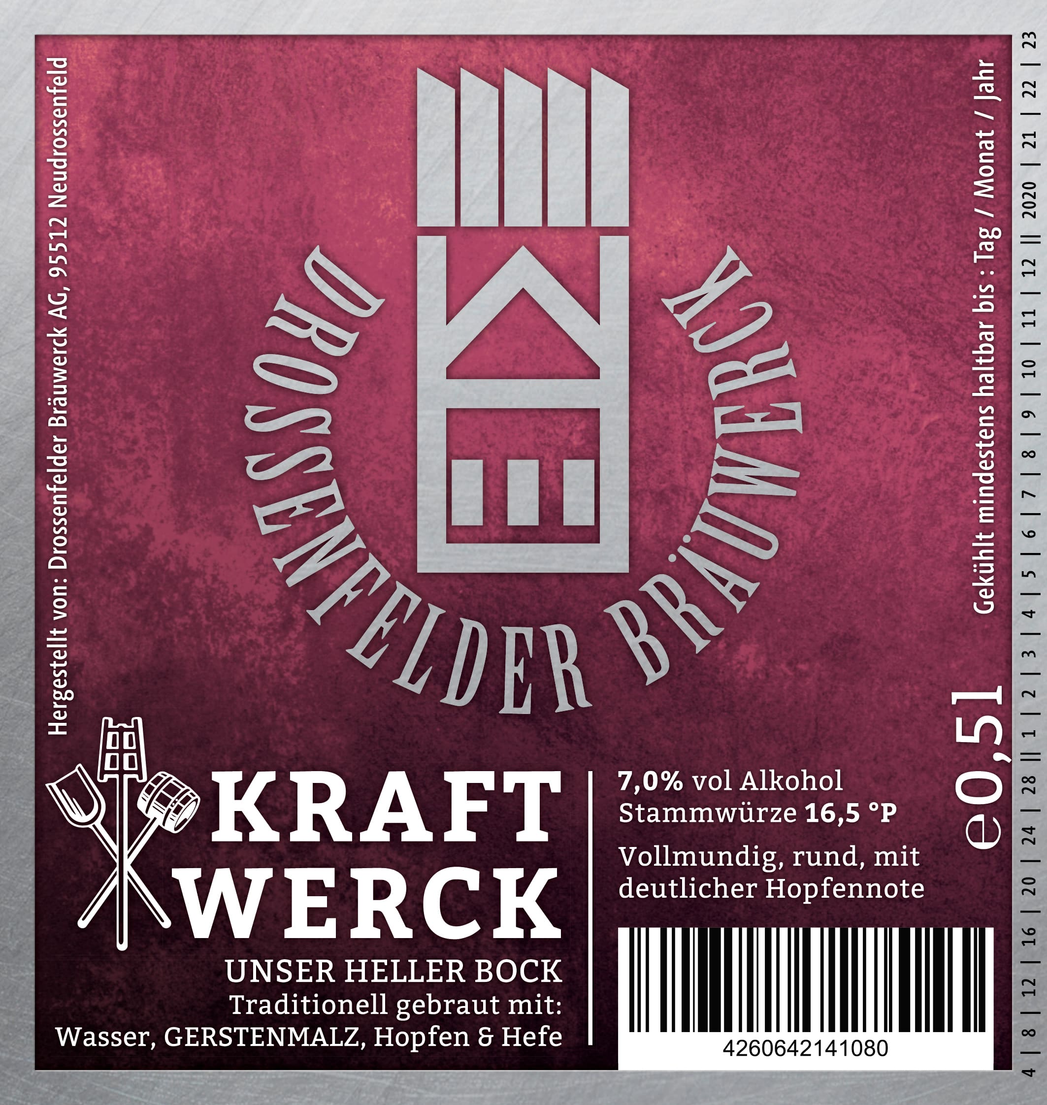 Etikett KraftWeck - Drossenfelder Bräuwerck AG - Gaststätte, Biergarten und Brauerei in Neudrossenfeld